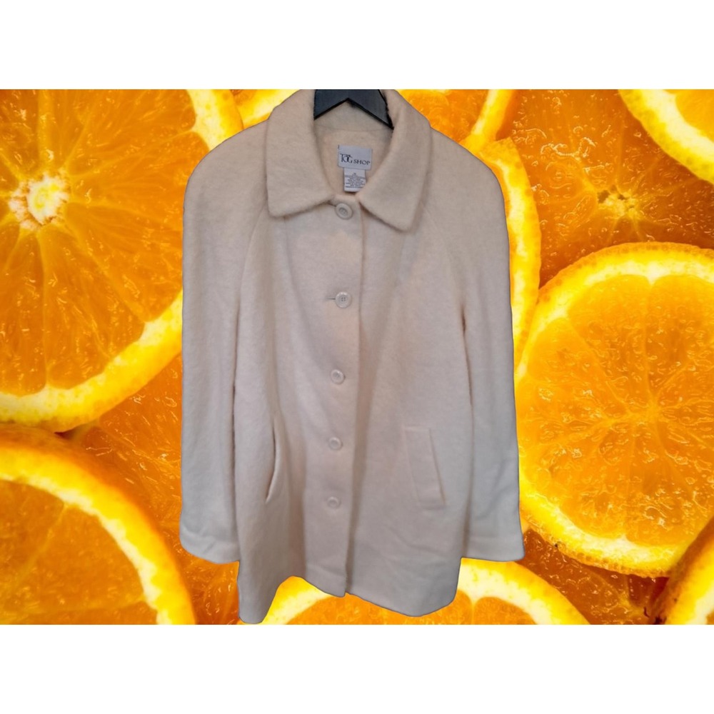 The Tog Shop Wool Mohair Alpaca Blend Cream Button Front Car Coat Womens 10
